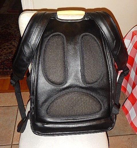 Backpack PAC MAN Leather  Multi Pocket Black w/Yellow MINT 3