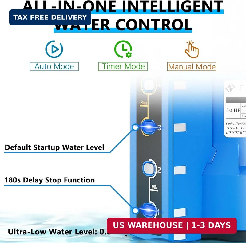 FOTING Sump Pump 3/4HP Automatic Submersible Water Pump, 2400GPH Thermoplastic E gallery