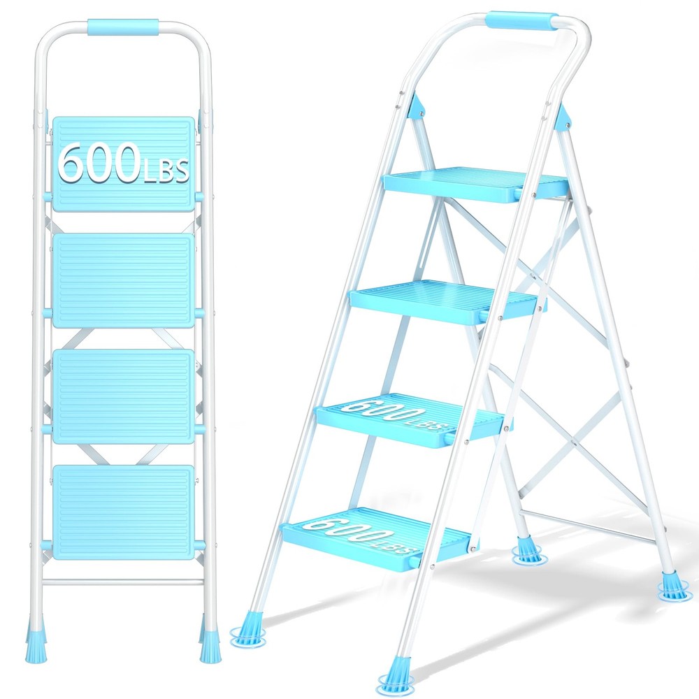 Step Ladder Foldable Folding Stool - for Home Adults Kitchen 4 Stepping Exten...