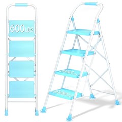Step Ladder Foldable Folding Stool – for Home Adults Kitchen 4 Stepping Exten…