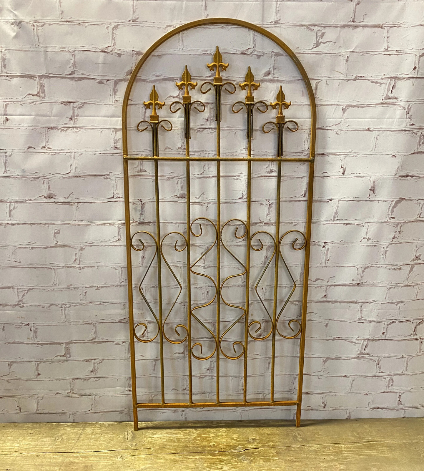49" x22" Victoria Rounded Spear Trellis, Metal Climbing Vine, Wrought Iron gallery