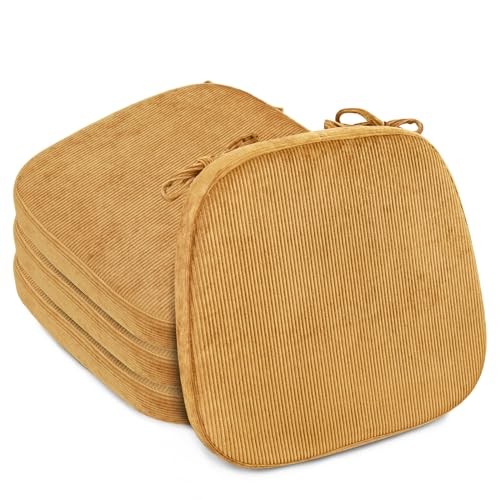 2.5" Thick Chair Cushions for Dining Chair, Corduroy Foam Kitchen 4 Yellow gallery