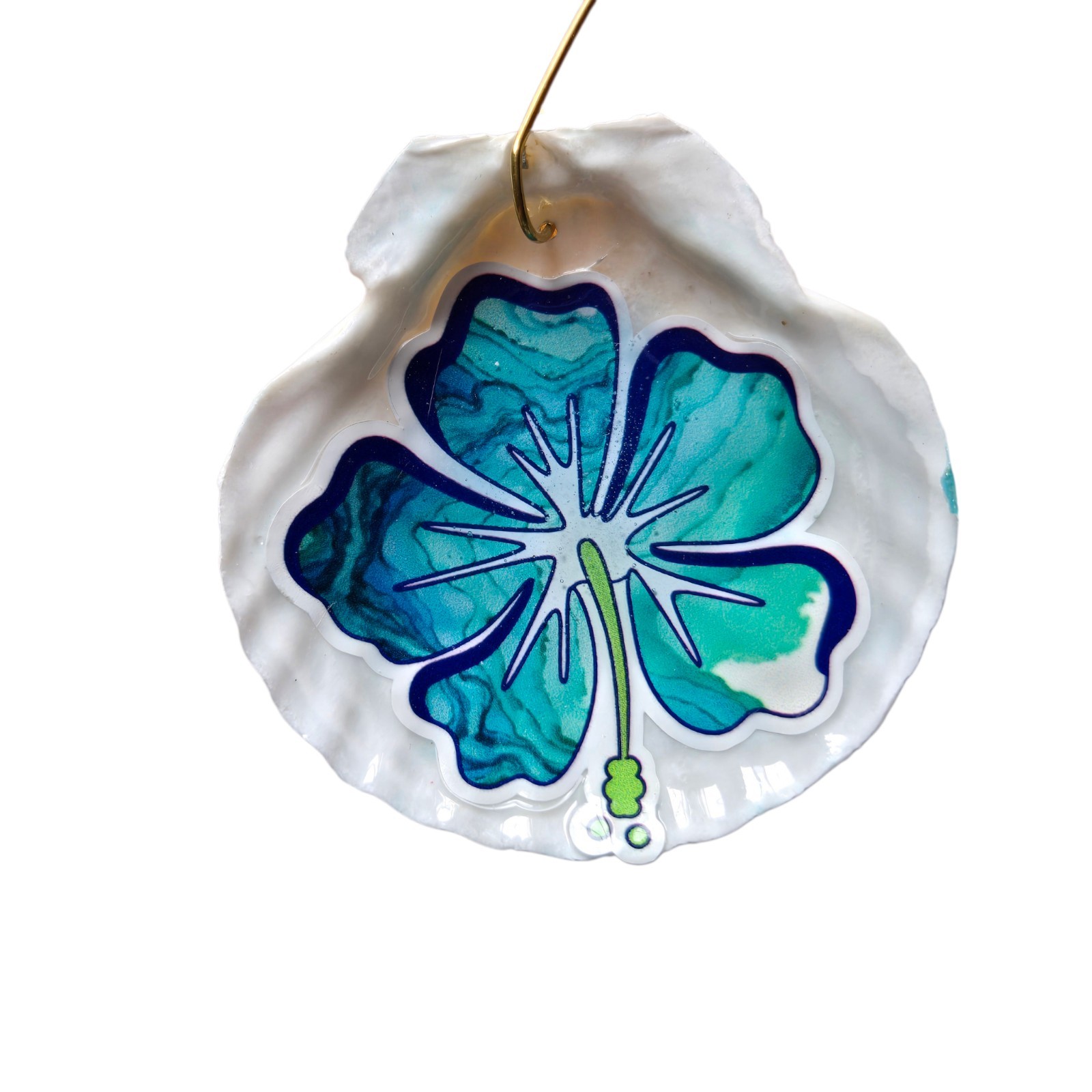 Handmade Beach Decoupage Seashell Ornament Display Coastalcore Boho Resin Sealed gallery
