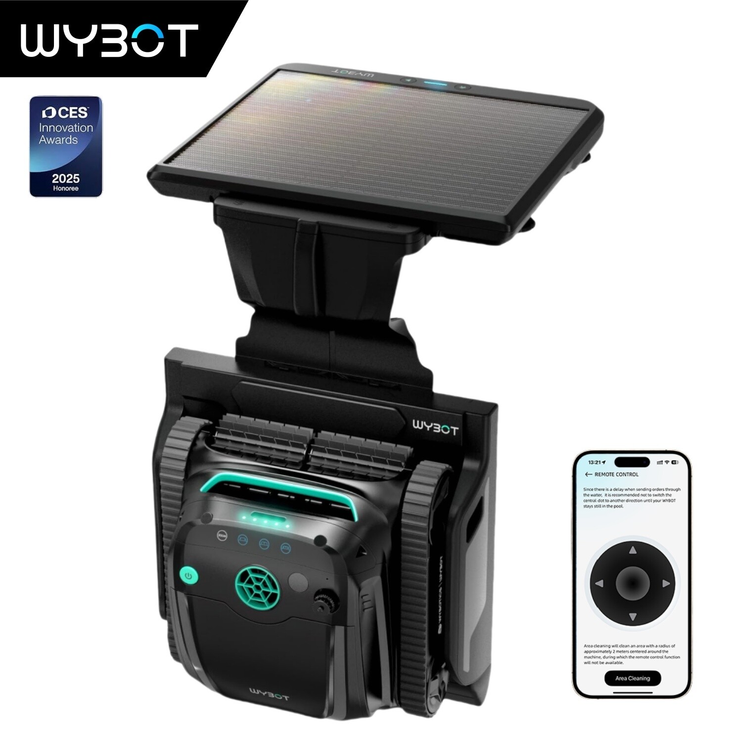 WYBOT S2 Solar Powered Robotic Cordless Pool Vacuum Cleaner Wall Climbing New gallery