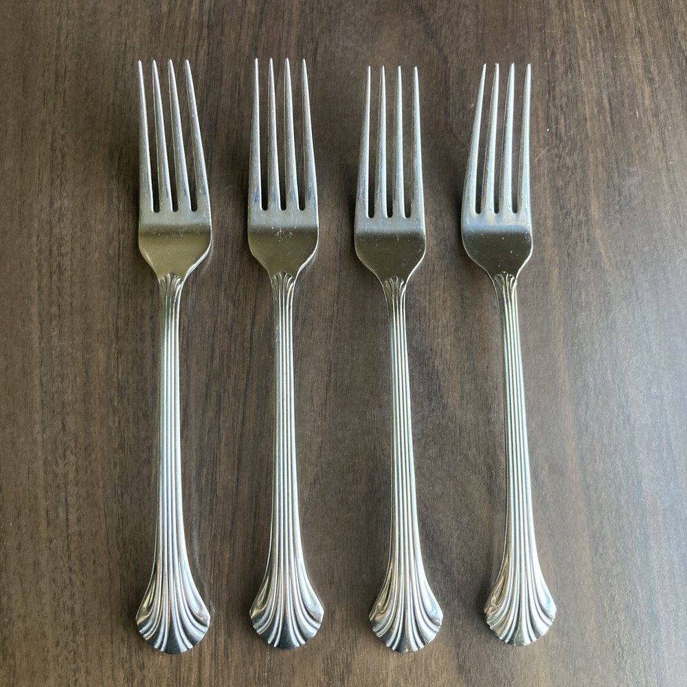 Set 4 Gorham Grande Quintette Pattern 18/8 Stainless Steel Dinner Forks 8 1/8"