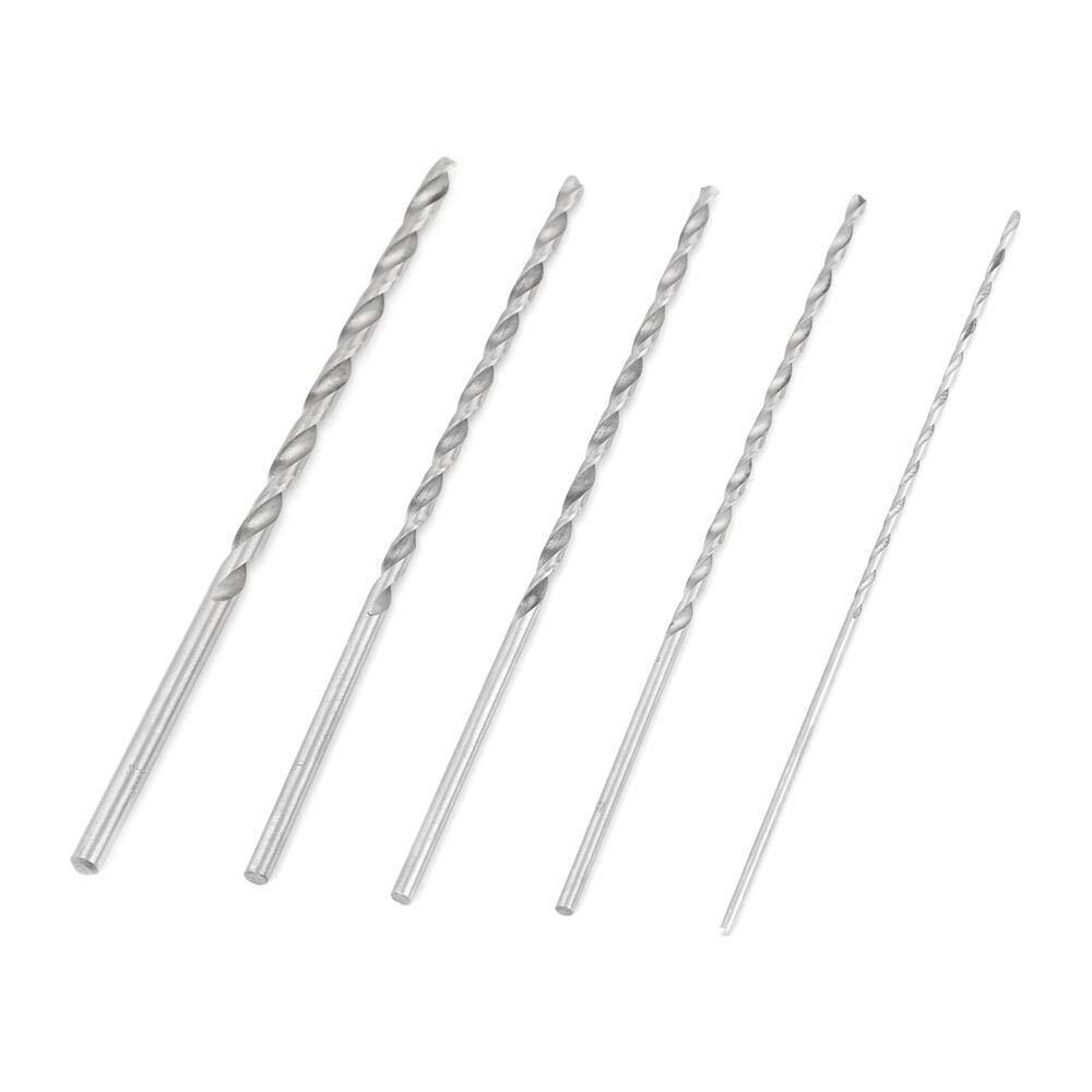 5 Size Extra Long Drill Bit Set 150mm HSS Straight Shank 2-5mm Diameter Wood