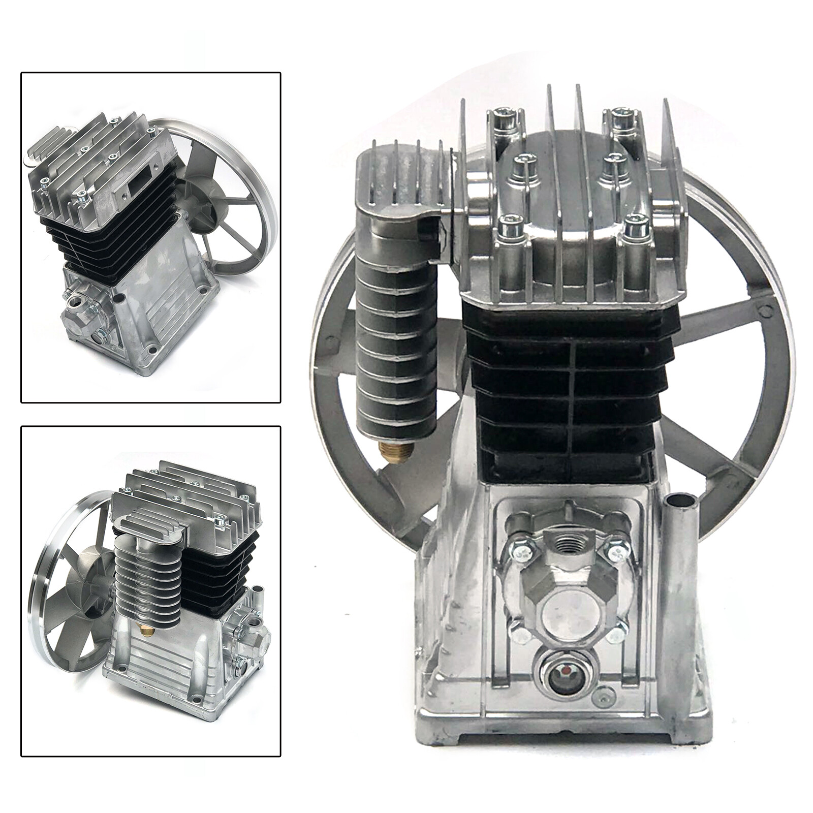 3HP 2.2KW Twin Cylinder Air Compressor Pump Motor Head 150PSI 250L/min +Silencer gallery
