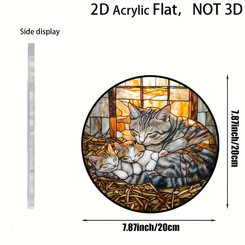 Napping Cat Kittens Acrylic Suncatcher Round Window Wall Hanging Decoration Gift gallery