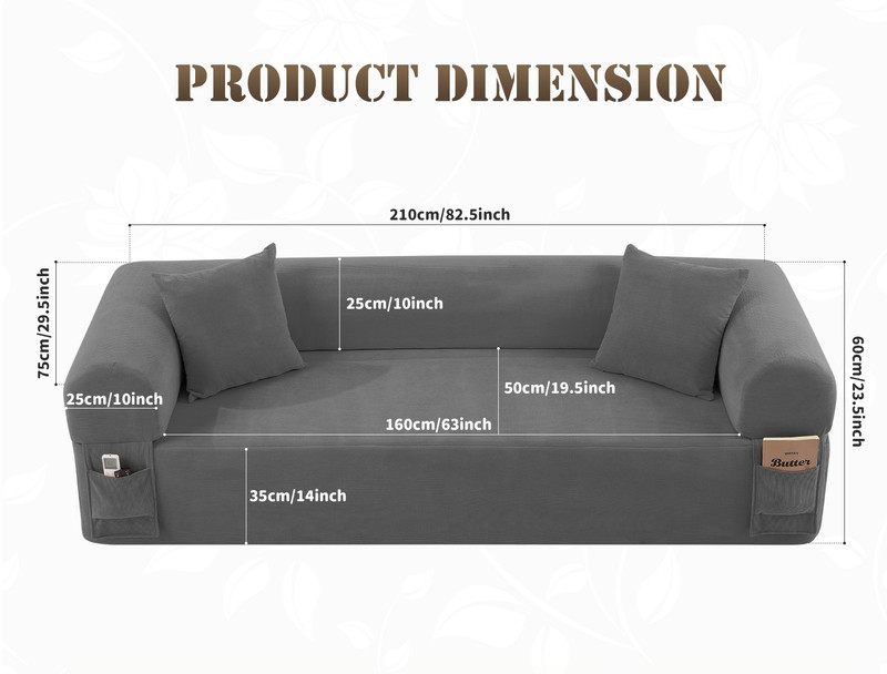 Convertible Sofa Bed ,Boneless Couch Corduroy Futon Couch with Storage Pocket gallery