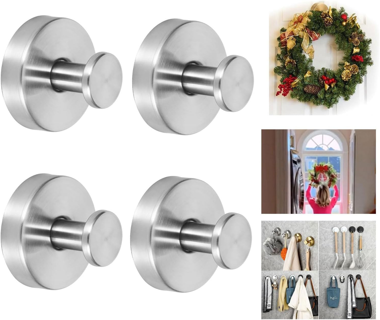 Stainless Steel Suction Cup Hooks for Shower, Bathroom, Kitchen, Glass Door & Ti gallery