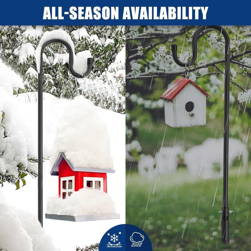 Bird Feeder Pole, 108" Shepherds Hooks for Outdoor with Anchor Base for gallery