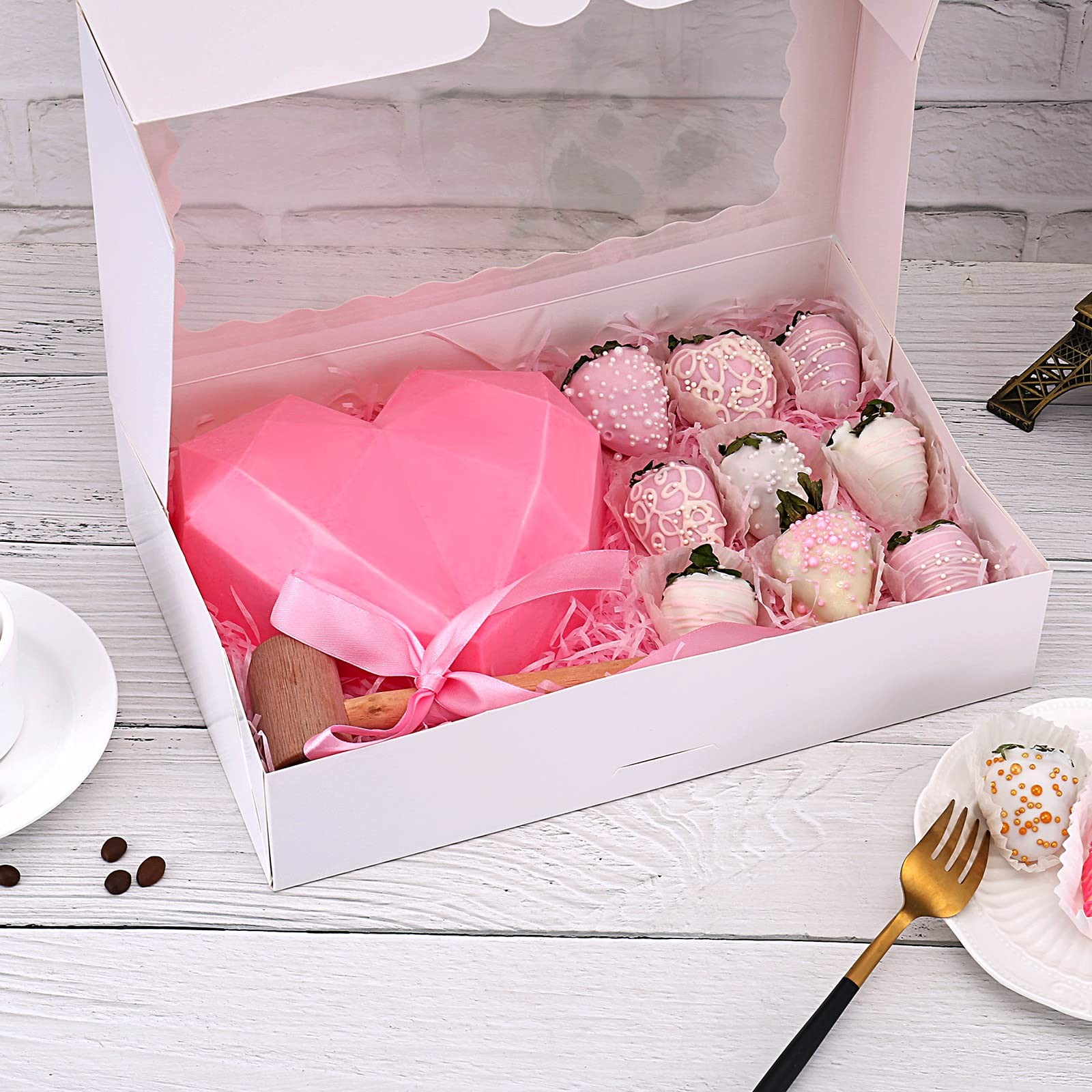 20-Pack Bakery Boxes with Window, 12" x 8" x 2.5", Large White Cookie Boxes, ... gallery