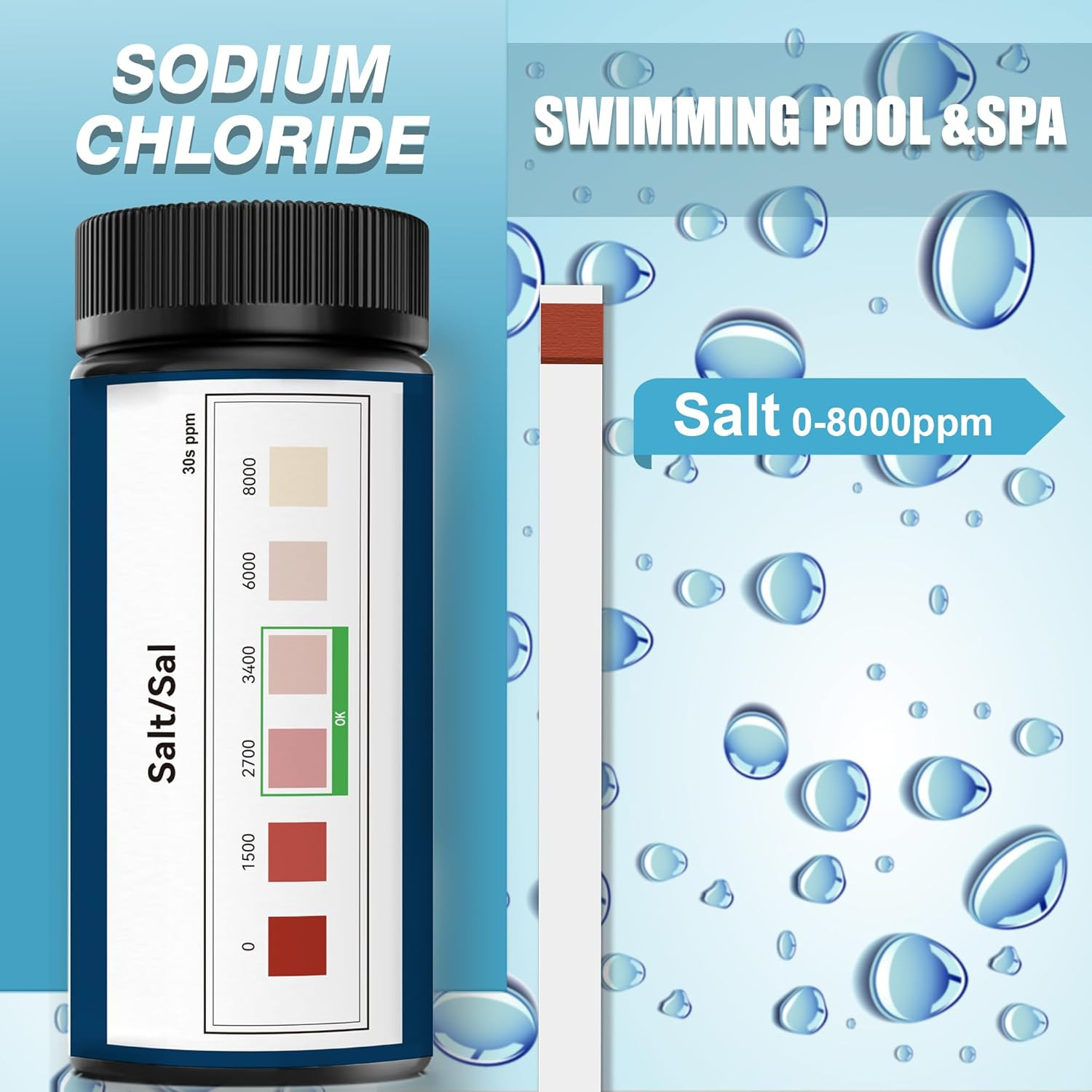 Saltwater Pool Test Strips 0-8000 Ppm Salt Test Strips Kit for Sodium Chloride gallery