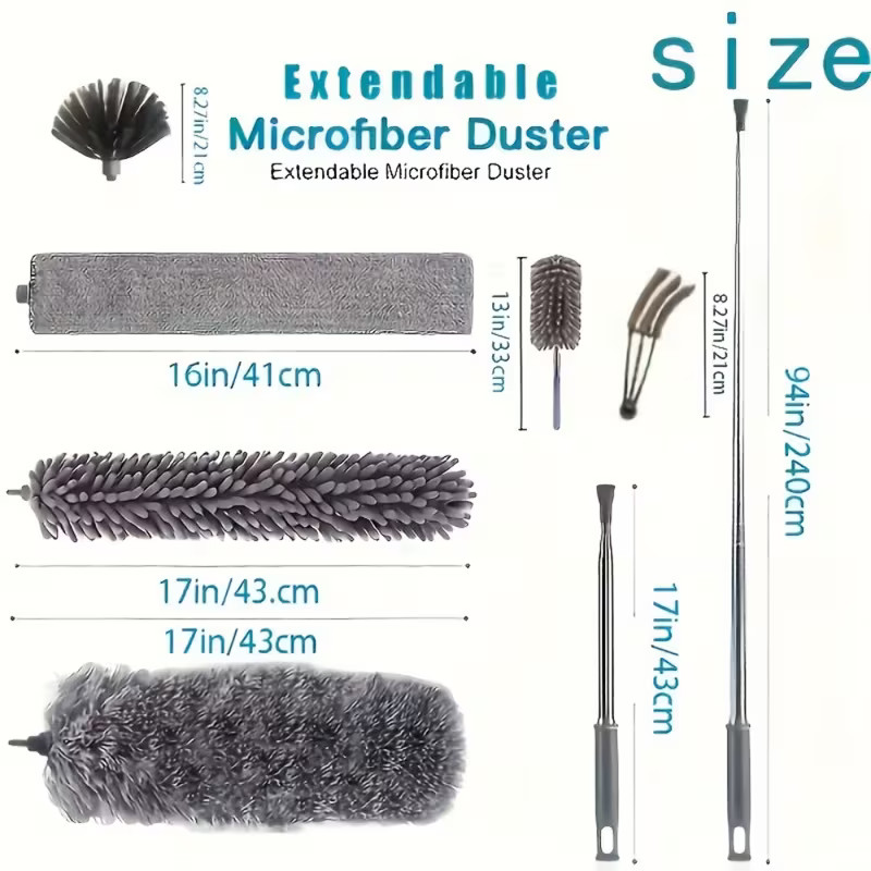 2025 NEW Microfiber Duster for Cleaning Fan, High Ceiling, Blinds, Gray, Silver gallery