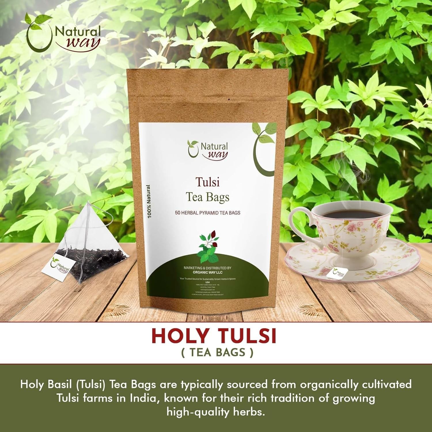 Holy Basil, Tulsi Tea Bags | Pyramid Tea Bags Caffeine-Free 9 OZ (Pack of 100) gallery