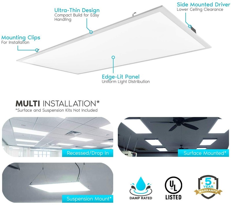 2x4 Ft LED Panel Light Drop Ceiling Flat 5000K Daylight Recessed Troffer Fixture gallery