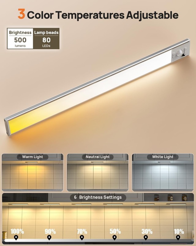 16in Under Cabinet Lighting with Remote Control,160 LED 2 Pack, White-16 Inch gallery