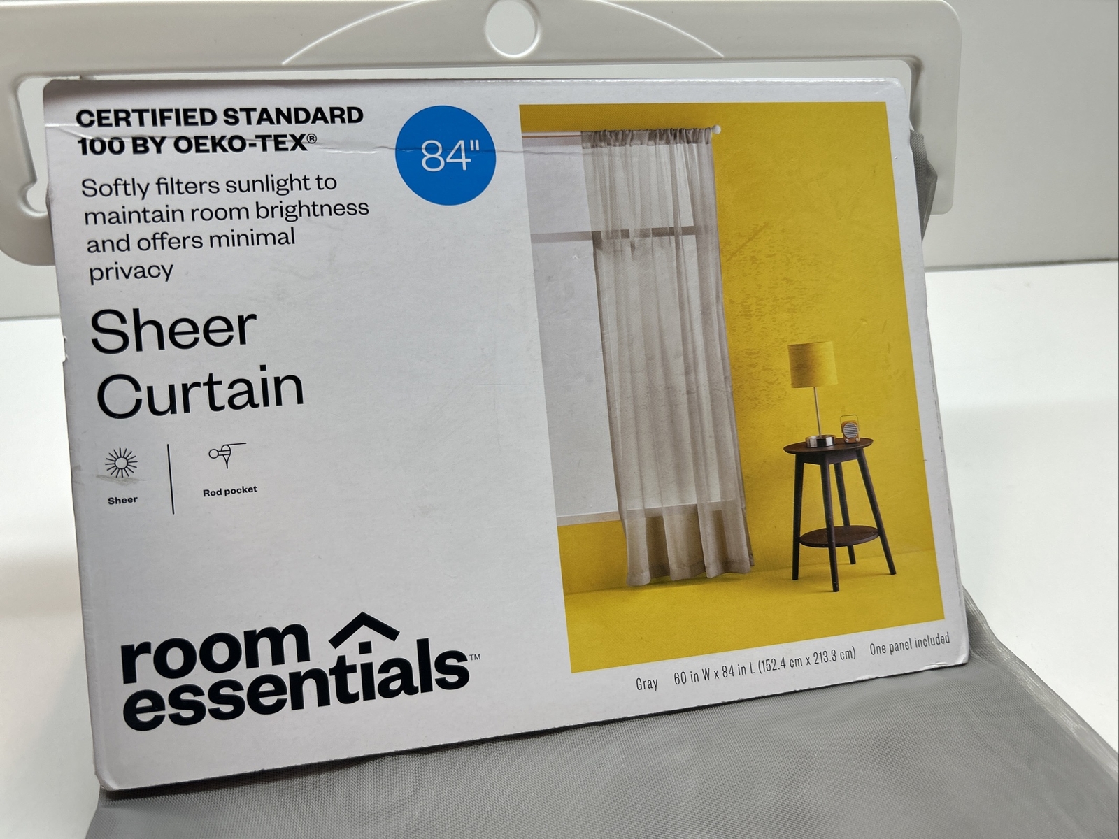 Room Essentials Sheer Voile Window Curtain 1 Panel Gray 60"W x 84"L gallery