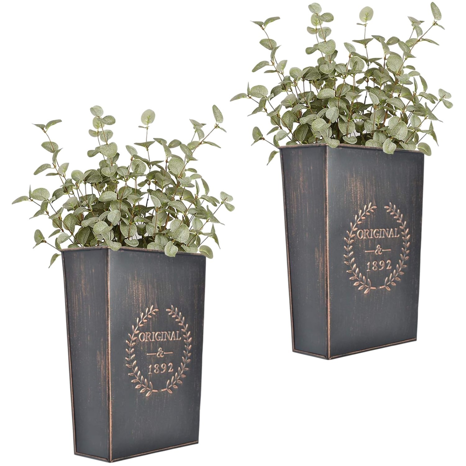 Set of 2 Galvanized Metal Wall Planters^*- gallery