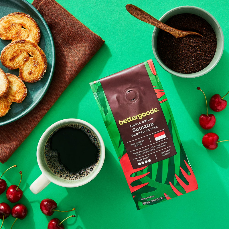 bettergoods Sumatra Single Origin Ground Coffee, Dark Roast, 12 oz gallery