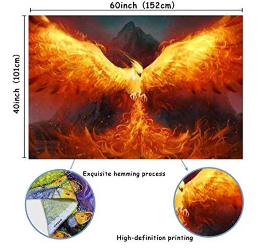 Secular Bird Tapestry Phoenix Flame Bird Flying to The Sky 60"L x 40"W gallery