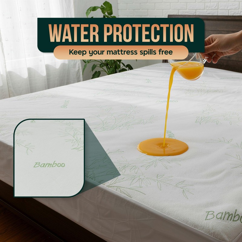 Waterproof Mattress Protector Cover- Bamboo Viscose 260 GSM Mattress Cover, B... gallery