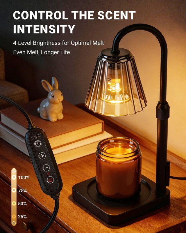 Candle Warmer Lamp with Timer & Dimmer, Shatterproof PC Shade, Adjustable Hei... gallery
