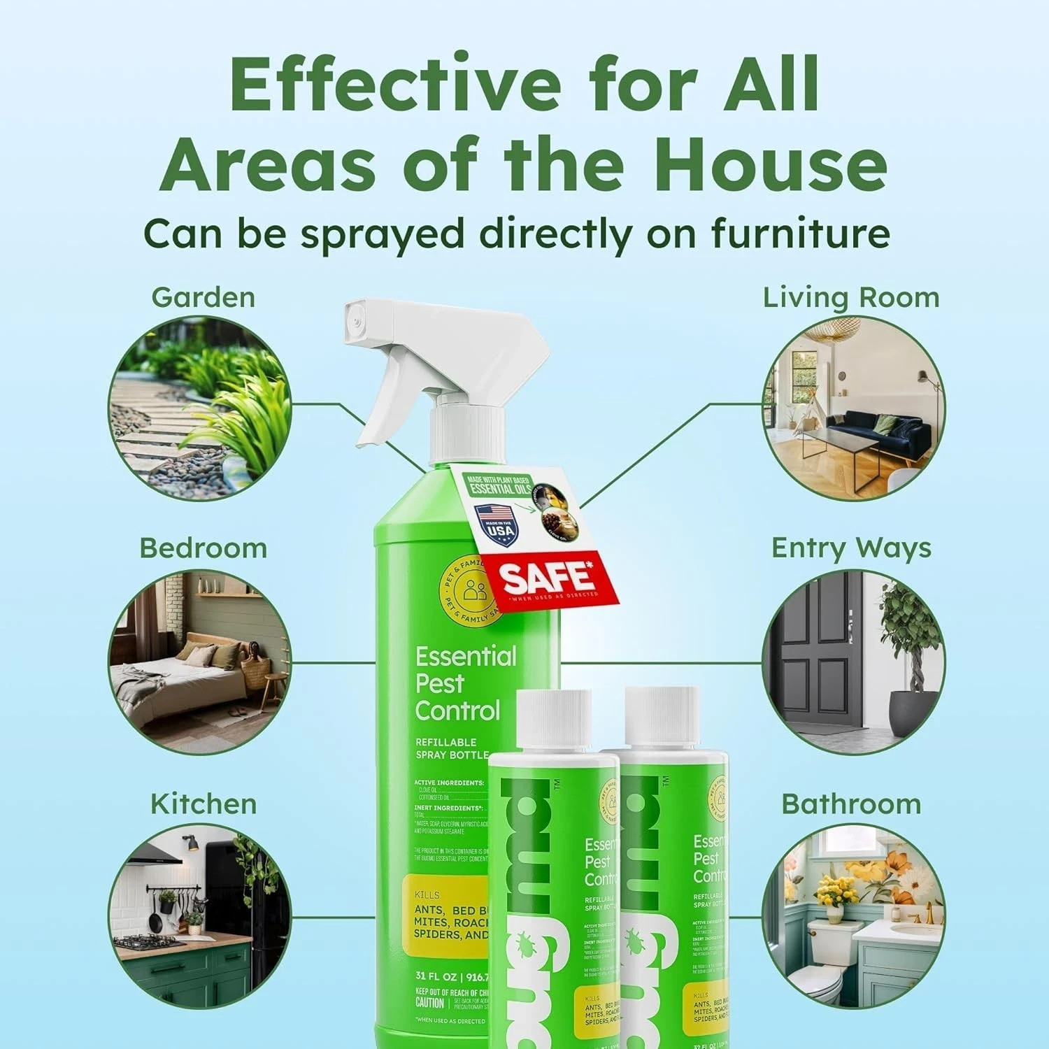 BugMD Bed Bug Spray, Roach & Ant Killer, Indoor Cockroach Treatment, Pet Safe Pl gallery