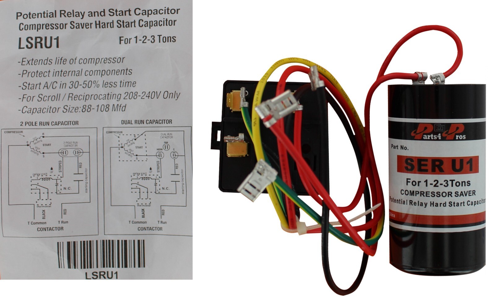 CSRU1 Compressor Saver Hard Start Kit for 1 to 3 Ton Systems SER-U1 LSRU1 gallery