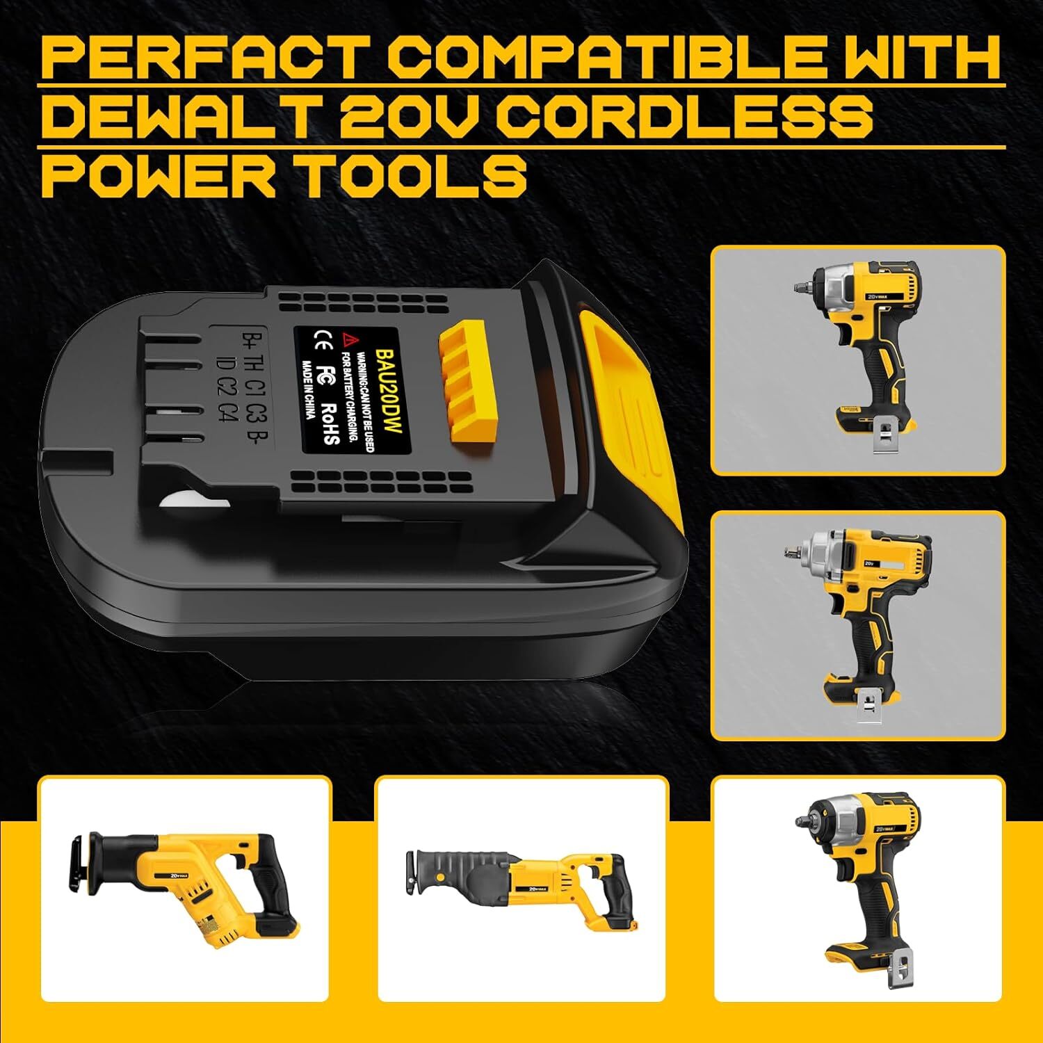 Battery Adapter For Bauer 20v Li-ion Convert to for Dewalt 18v 20v Cordless Tool gallery