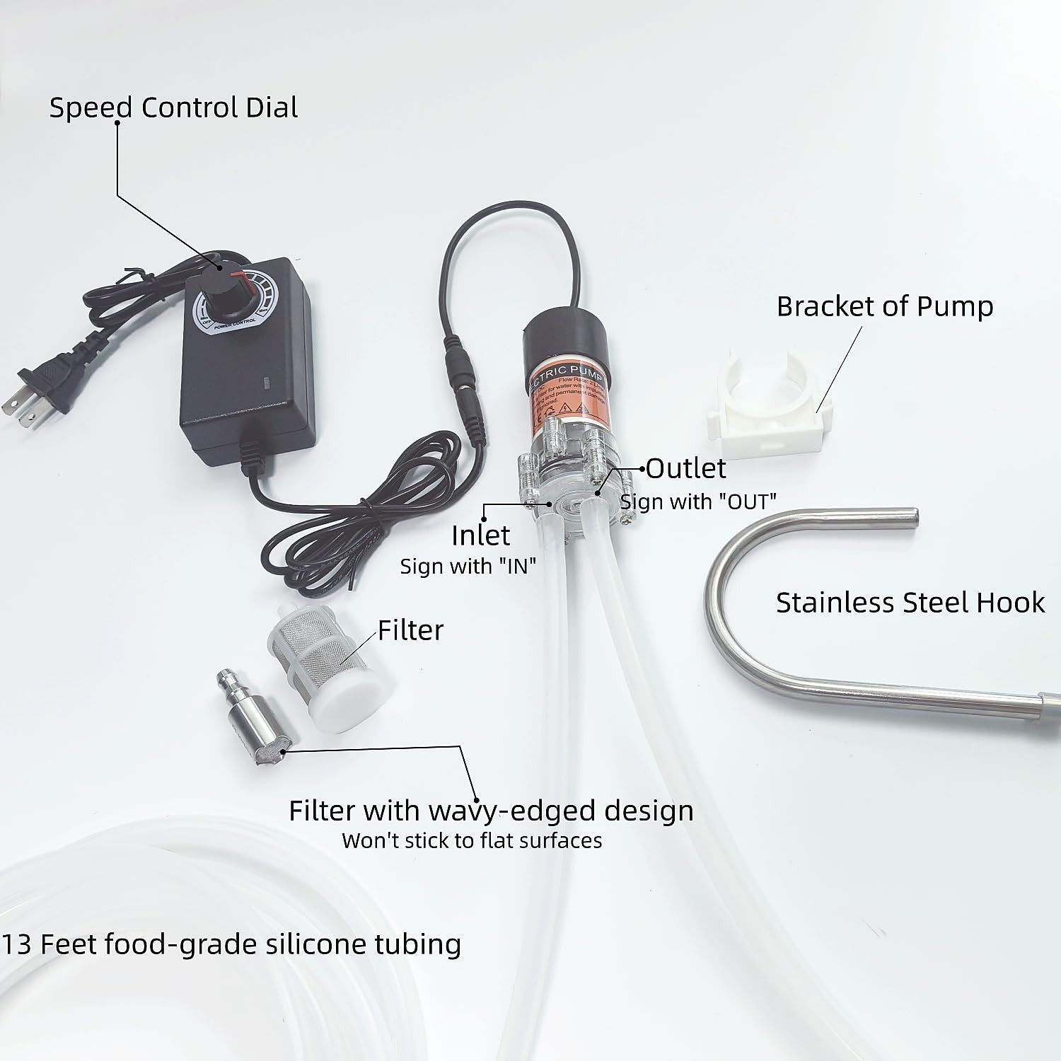 Food Grade Electric Water Transfer Pump, 110V Adjustable Flow (0-2L/Min), for gallery