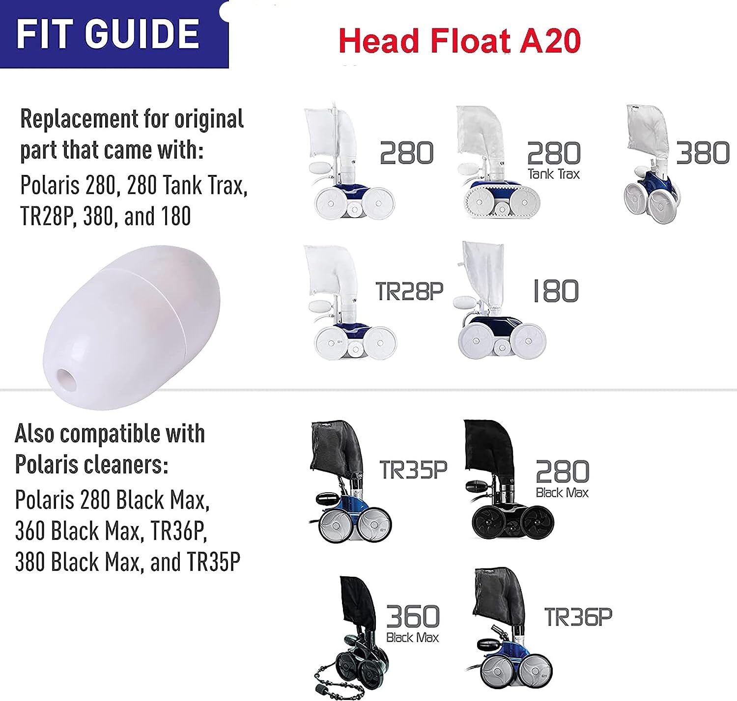 Head Float A20/Ballast Float EA20 For Polaris 280/360/380 & Legend Pool Cleaners gallery