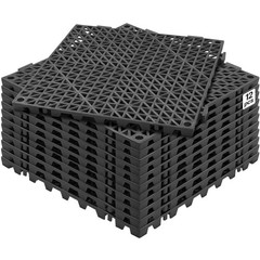 12-Pack 12×12 Interlocking Drainage Floor Tiles, Black