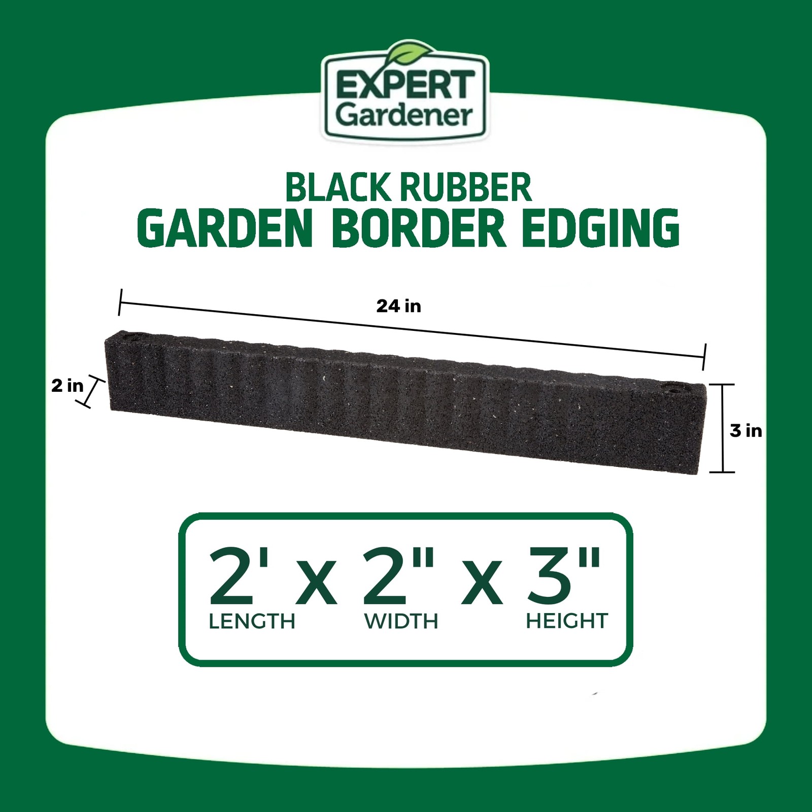 Expert Gardener 2' x 3" Black Recycled Rubber Garden Border Landscape Edging-8P gallery