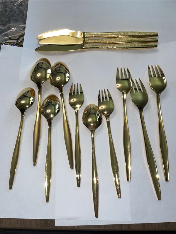 Florentine Gold Electroplated Flatware Mixed Lot 13 Pc. Knifes Spoons Forks gallery