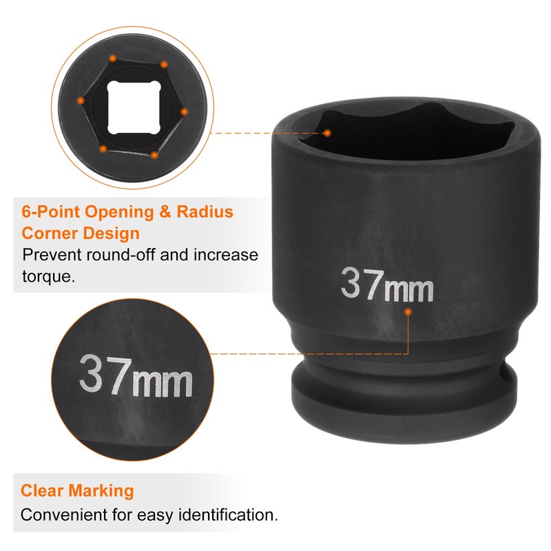 6 Point Impact Socket 3/4" Drive 37mm Metric 40Cr Impact Socket gallery