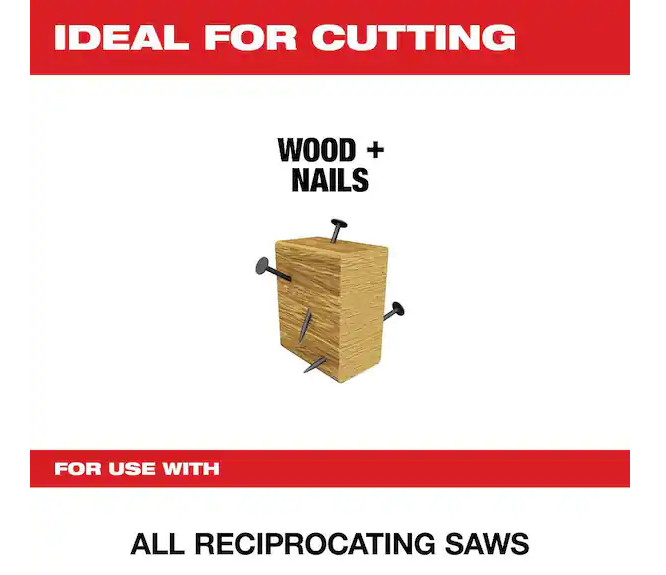 5 MILWAUKEE 9" 5 TPI AX Nail-Embedded Wood Cutting SAWZALL Blades 48-00-5026 gallery