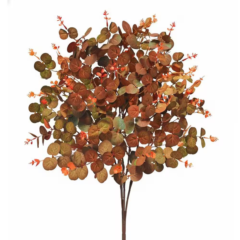 15 In. Fall Series 31 In. Orange Brown Artificial Eucalyptus Leaf Branch Stem fo gallery