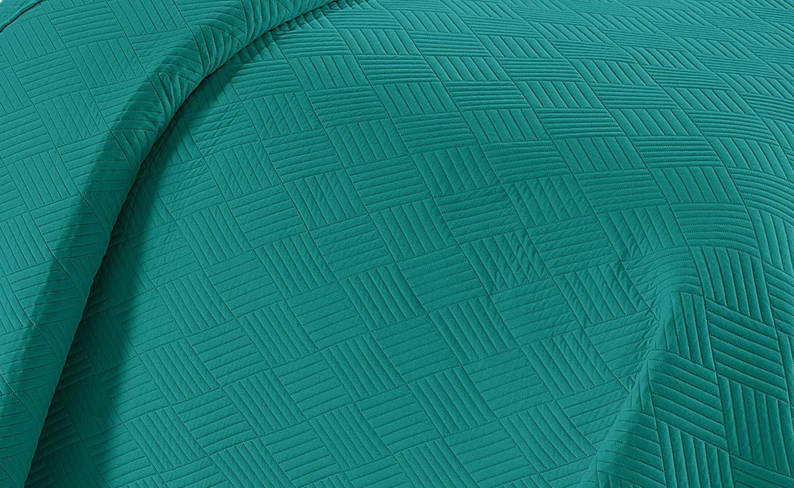 Luxury Oversized Coverlet Embossed Bedspread Set Solid Turquoise Full/queen Bed gallery