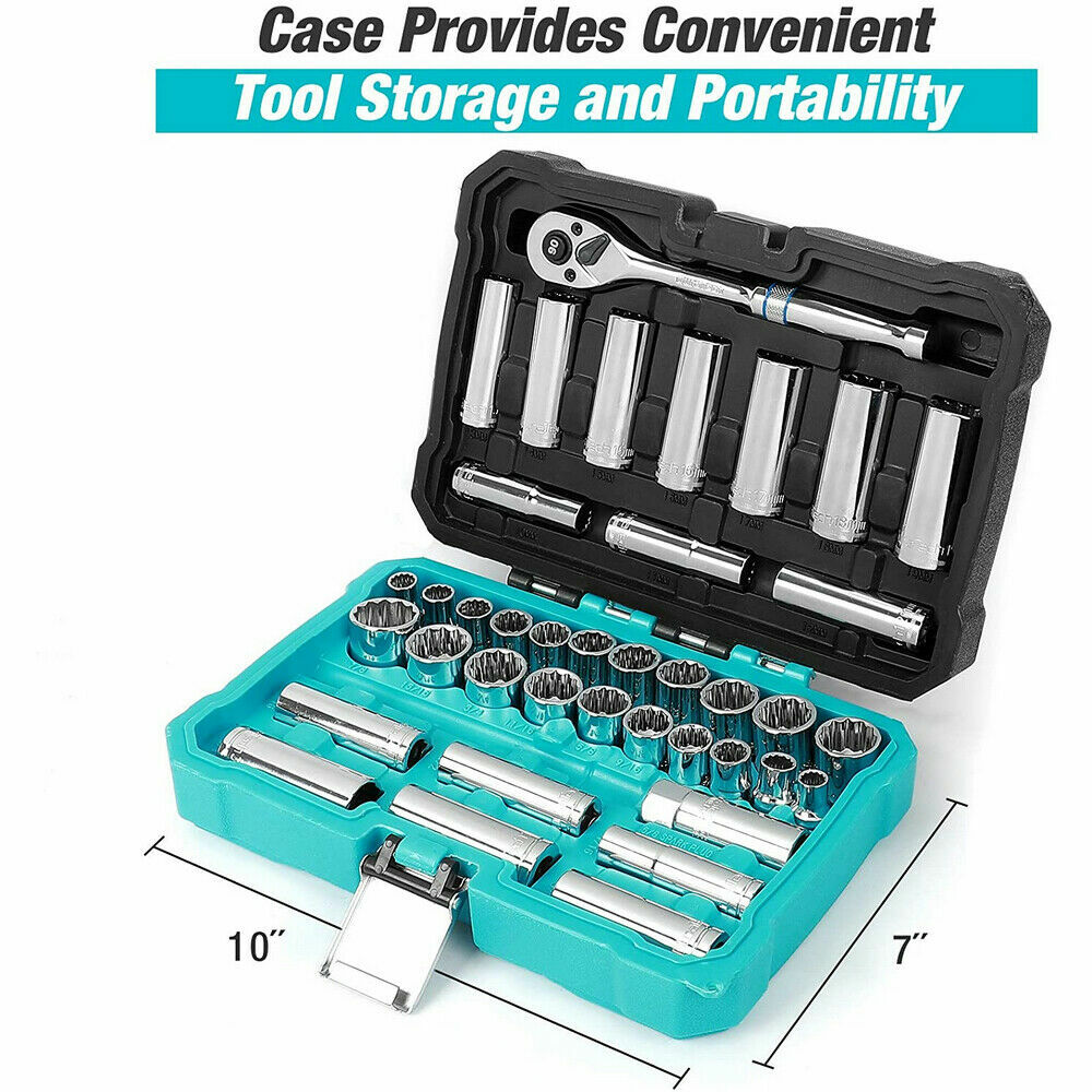 DURATECH 40 Pcs Standard Deep Mechanics Socket Set 3/8" Drive in Metric SAE gallery