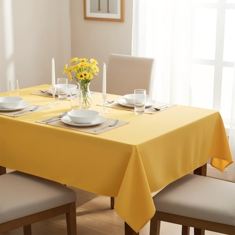 Rectangle Tablecloth - 60 x 84 Inch - Stain and Wrinkle Resistant Washable Po... gallery