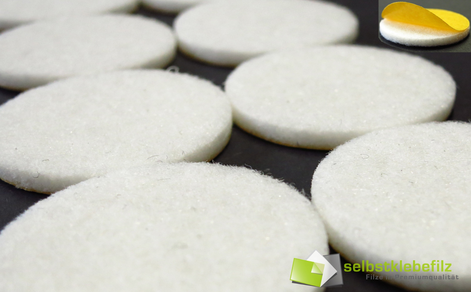 Felt glides round Ø 44 mm white | from 4pcs. | Strong Self Adhesive 3.5mm Thick White gallery