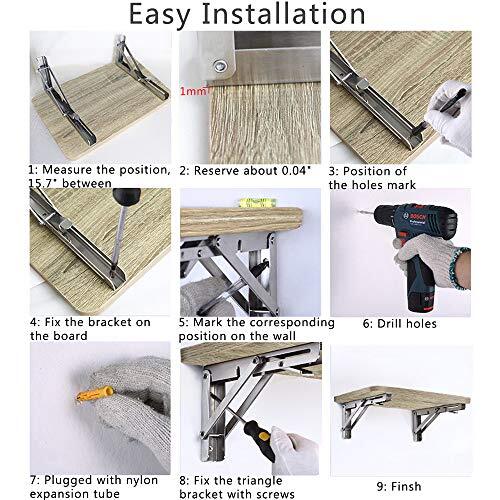 Folding Shelf Brackets, Max Load 300 lb, Heavy Duty Stainless Assorted Sizes gallery
