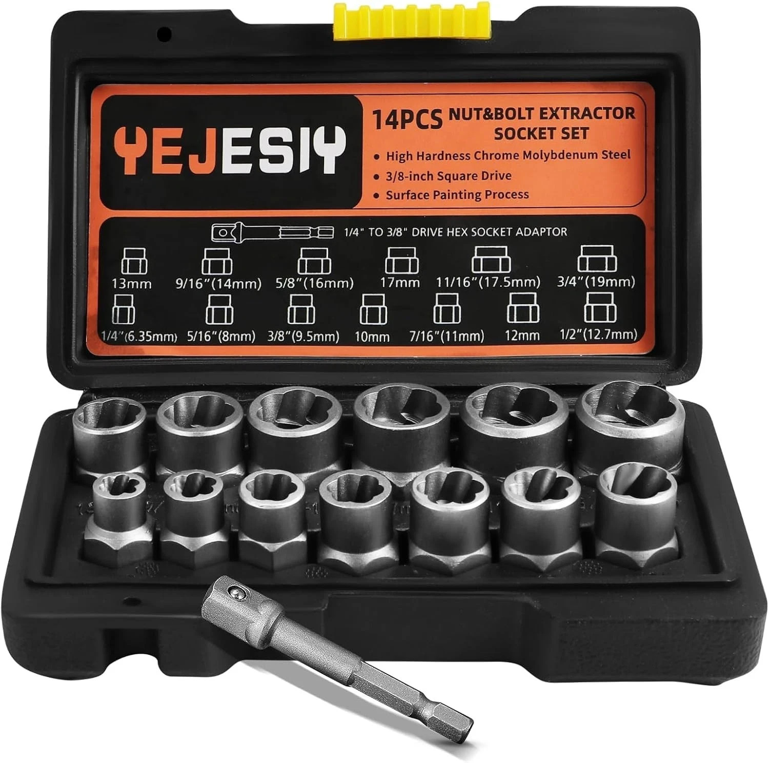Bolt Extractor Kit, 14PCS Easy Out Stripped Lug Nut Removal Set with 3/8-Inch... gallery