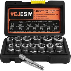 Bolt Extractor Kit, 14PCS Easy Out Stripped Lug Nut Removal Set with 3/8-Inch…