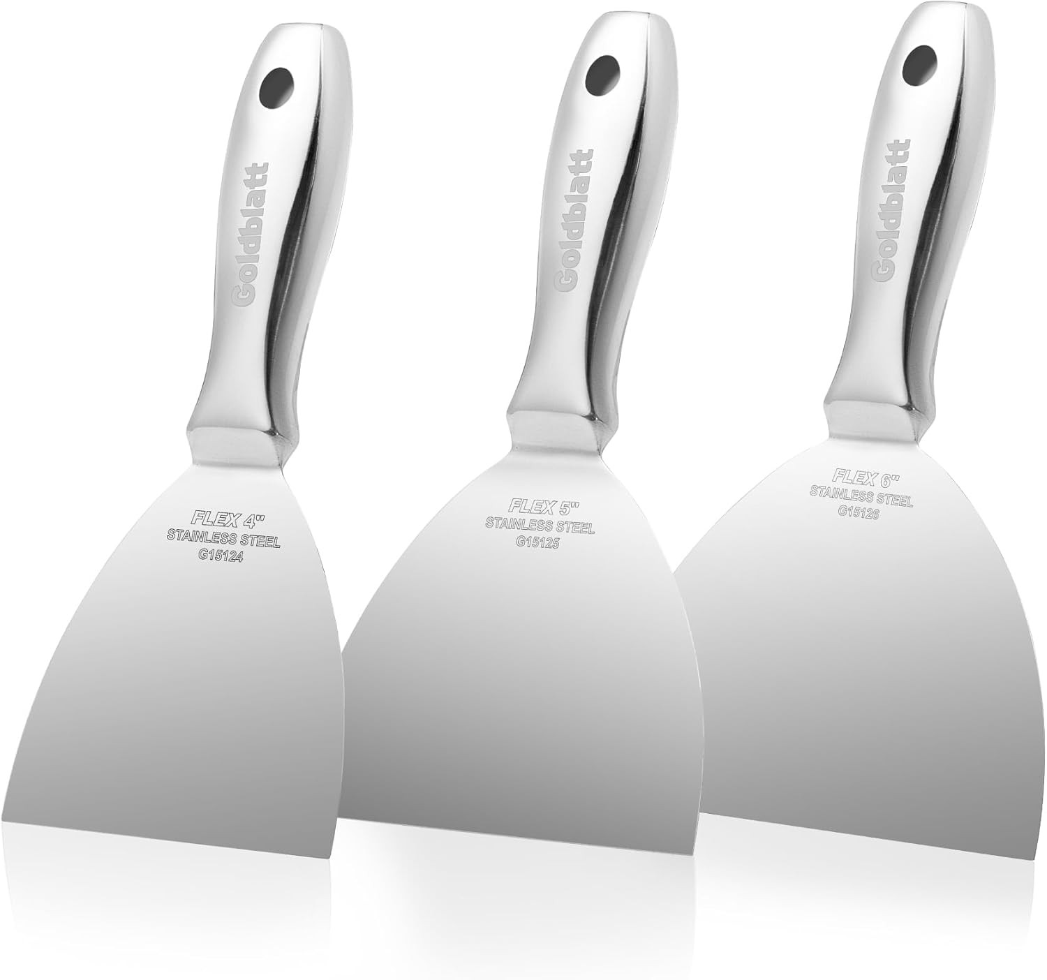 Goldblatt 3PC Putty Knife Set 4" 5" 6" Paint Scraper Stainless Steel Joint Knife gallery