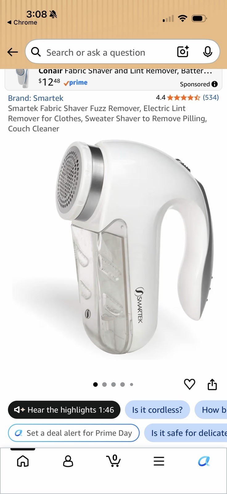 Smartek Deluxe Fabric Shaver Lint Remover with AC Adapter and Battery Option gallery