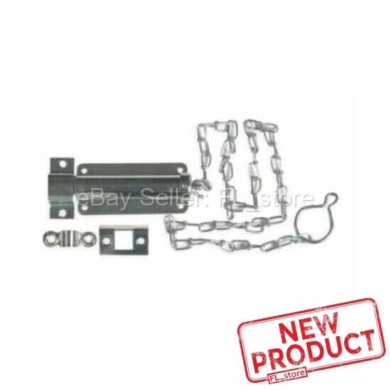 Pull Chain Bolt Latch Spring Loaded 4" Zinc Finish Barn Shed Gate Security NEW gallery