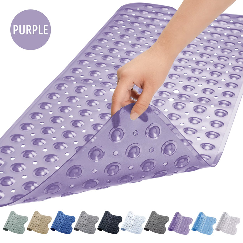 Extra Long Non Slip Bathtub Shower Mat 40x16 Anti Mold Suction Cups & Drain Hole gallery