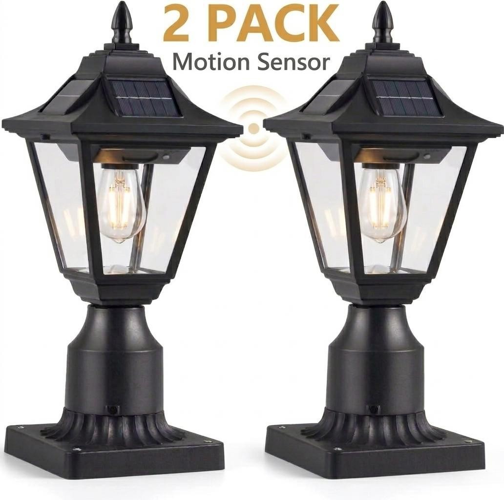 2X Solar Post Lights Outdoor, Aluminium with Pier Mount Base for Yard Garden gallery